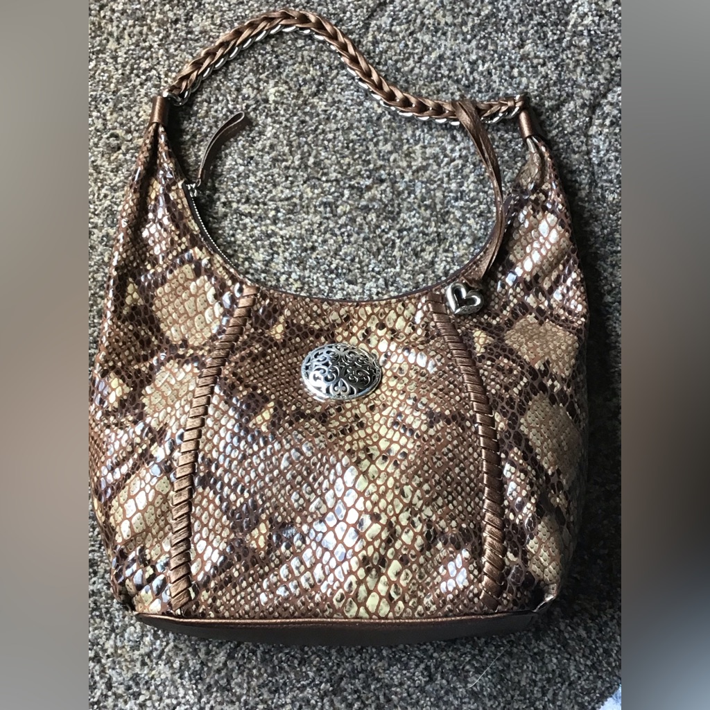 Brighton Snakeskin Embossed Hobo Bag Great Condition